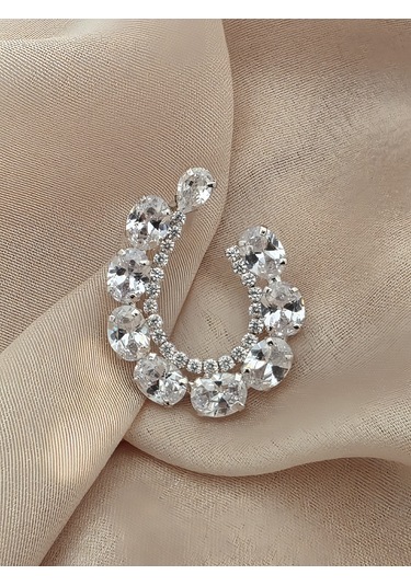 Çiçek Model Zirkon Taşlı Abiye Gümüş Renk Küpe Gümüş