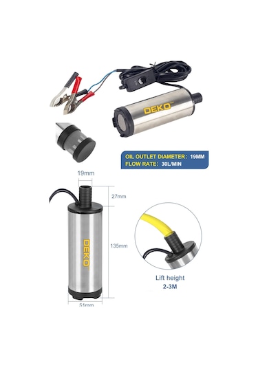 Deko Sls1894 12v Paslanmaz Gövdeli Mini Mazot Sıvı Yakıtp