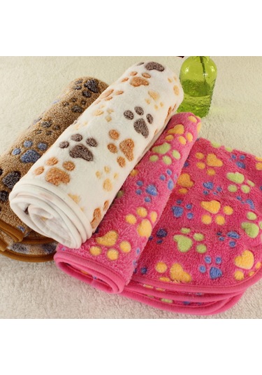 Geekyou Köpek Ve Kedi İçin Mükemmel Konfor: Koral Yün Peluş Battaniye, Beyaz Tırnak Desenli, 60x40 Cm S Boyutu - Evcil Hayvan Malzemesi