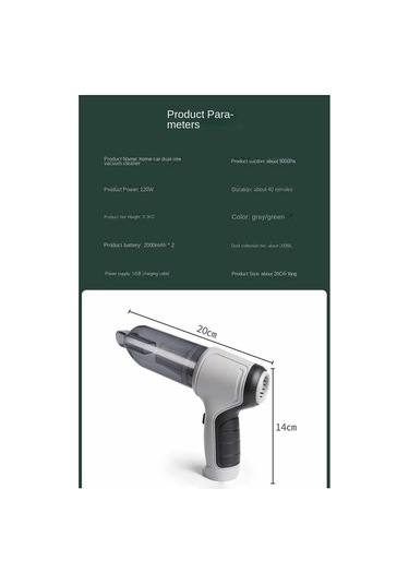 Crackedice 95000pa Araba Vakum Süpürgesi Gri