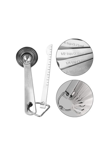 Kuru Ve Sıvı Malzemeleri Ölçmek İçin 9'lu Paslanmaz Çelik Ölçü Kaşıkları Seti