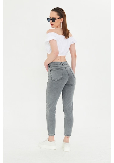 Kutaf Antrasit Slim Fit Mom Jean Antrasit