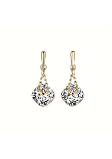 Moda Zarif Kolye, Küpe Swarovski Taşlı Set, Sevgililer Günü Altın - Beyaz