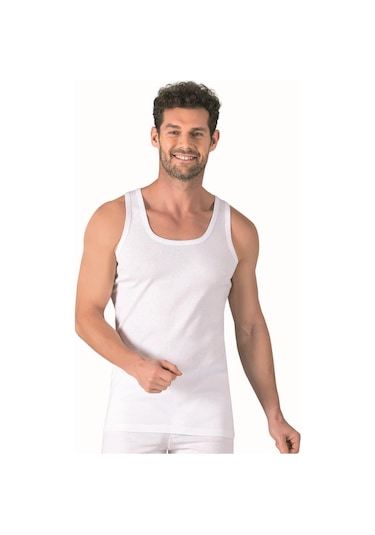 Özkan Underwear 6 Adet Özkan Erkek Ribana Atlet 11406 Beyaz