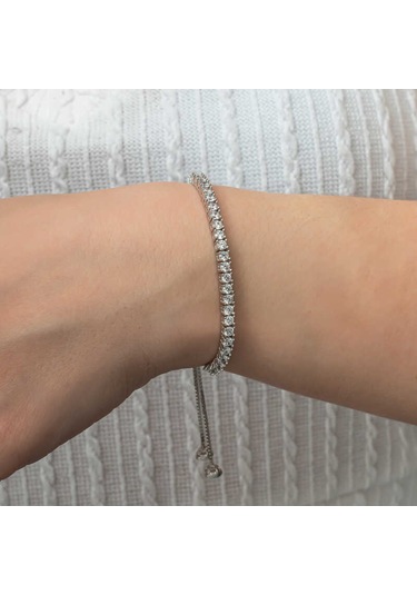 Gümüş Su Yolu Asansörlü Kadın Bileklik Gümüş