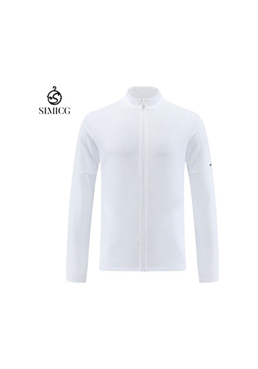 Erkekler İçin Çabuk Kuruyan Rahat, Açık Hava Fermuarlı Hırka Dik Yaka Spor Ceket Beyaz
