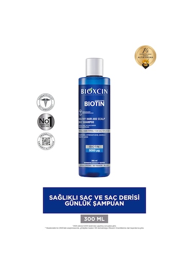 Bioxcin Biotin Şampuan 300 ml - Tüm Saç Tipleri Için Sağlıklı Saç ve Deri Şampuanı Günlük Kullanım
