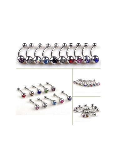 10 Adet Moda Rhinestone Halter Barlar Göbek Dil Burun Halkaları Vücut Pirsing Takı, Seçenekler: 27