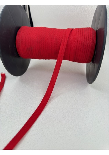 1 Cm Balıksırtı Şerit - 10 Metre - Kırmızı - Polyester