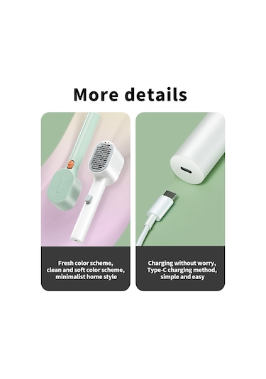 Geekyou Evcil Hayvan Iyonik Titreşim Masaj Tarakı - Ahşap Işıkla Cilt Sorunu Tespiti, Tek Tuşlu Tüy Alma, 800mah Pil