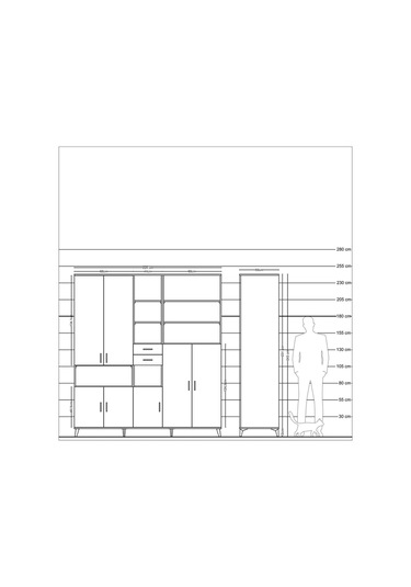 Kronos Dolap 17 Raflı 2 Çekmeceli 7 Kapaklı 220x59x243 Antrasit-antrasit/aytaşı Antrasıt/aytası