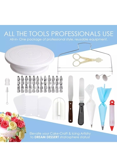 Sones 205'i 1 Arada Pasta Süsleme Döner Tablası Seti Pasta Süsleme Ağız Pişirme Gereçleri