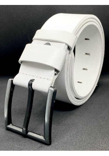Hakiki Manda Deri Kot Pantolon Kemeri Beyaz