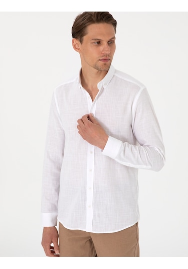 Pierre Cardin Erkek Beyaz Gömlek Desenli 50307025-vr013 Beyaz
