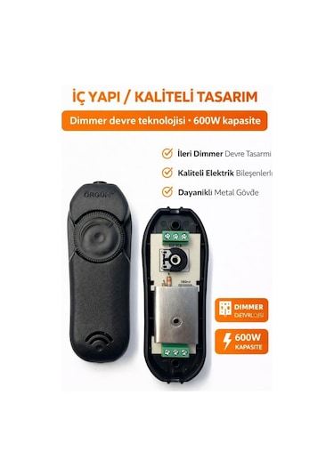 Şahnet Dimmer Arapuar Anahtarı - Işık Ayarlı Anahtar Siyah