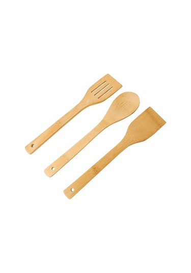 Hombey Ev Ve Restoran Kullanıma Uygun Uzun Saplı Dayanıklı Bambu Mutfak Kaşığı - Kavurma, Sote Ve Servis İçin 30x6cm Eğimli