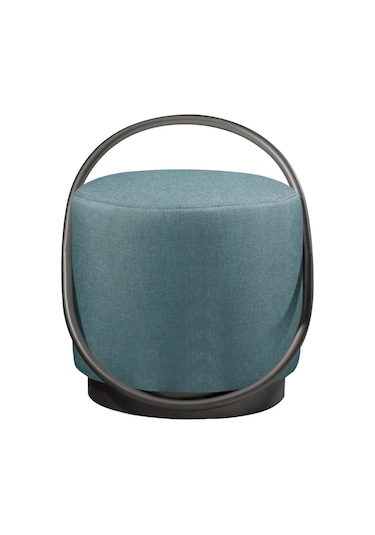 Loop Serisi Puf, Metal Halkalı Puf, Makyaj Oturağı ,puf Bench Montajsız Oturak Siyah Metal Ayaklı Füme