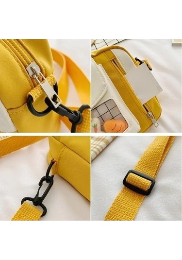 Tongxida Bosphorusboutique Yeni Versiyonu Pembe Omuz Öğrenci Mcrtrade Maç Küçük Kore Kız Kare Kanvas Kadın Fonksiyonlu Çanta Pembe