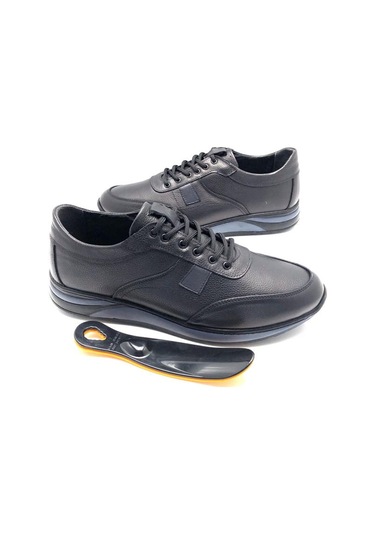 Umut Büyük Numara Hakiki Deri Ortopedik Erkek Ayakkabı Siyah