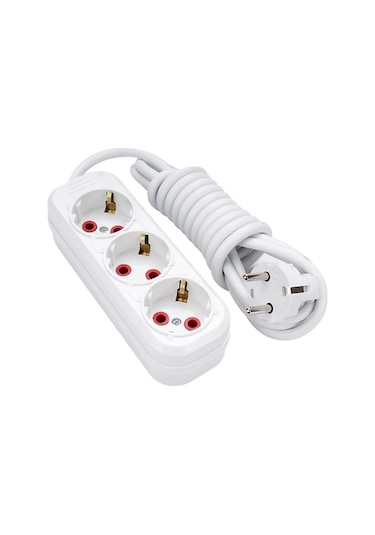 Metre 3'lü Priz - Uzun Esnek Kablolu, Güvenli Ve Dayanıklı Uzatma Kablosu Çoğaltıcı Priz 12