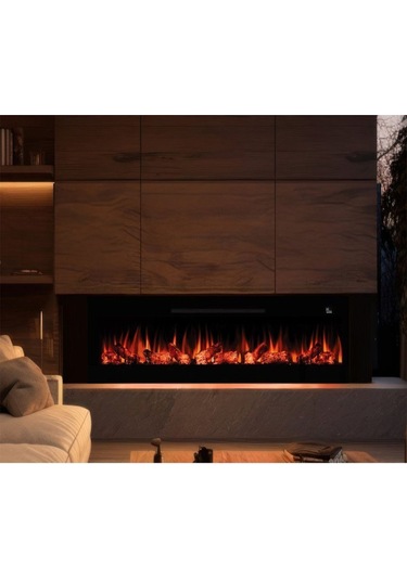 Pagla 240 - Isıtmalı Elektrikli Şömine Sınırsız Renkli Cam Çerçeveli