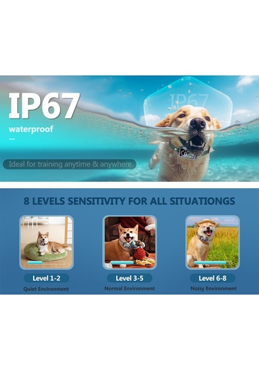 Geeroyoo Renkli Ekranlı Köpek Eğitim Kolyesi - 8 Seviye Hassasiyet, Ip67 Su Geçirmez, Tüm Boyutlardaki Köpekler İçin