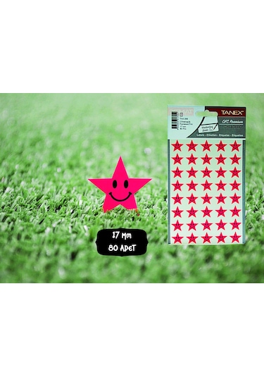 Tanex Tnx-306 Flo Yıldız Pembe Gülen Etiketi 17 MM 80 Adet