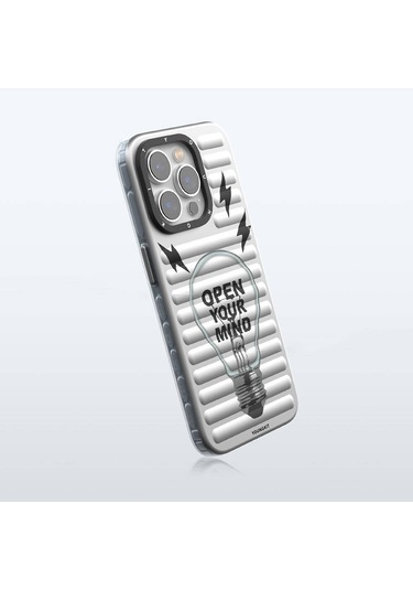 İphone 14 Pro Uyumlu Kılıf Max Magsafe Şarj Özellikli Youngkit Open Mind Serisi Kapak Gümüş