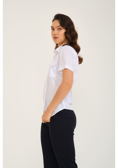 Kadın Yazlık Beyaz Gömlek Beyaz