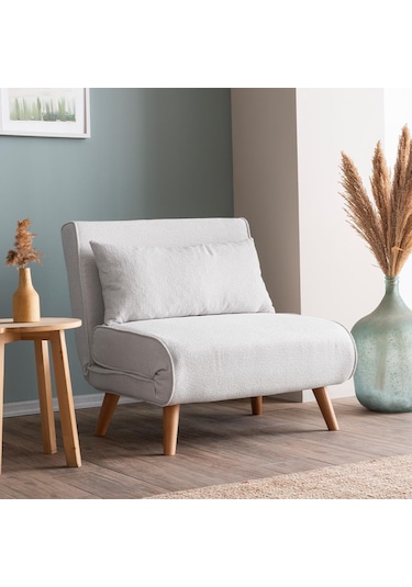 Folde 80 Tekli Yataklı Katlanır Koltuk Teddy Beyaz Beyaz