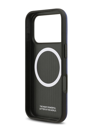 İphone 17 Pro Max Uyumlu Kılıf Bmw Lisanslı M-safeli Metal Logo Delikli M Dizayn Deri Kapak Lacivert Lacivert