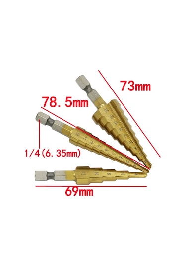 Ccgloball 3-12mm/4-12mm/4-20mm Hss Düz Yuvası Adım Matkap Ucu Titanyum Kaplamalı Ahşap Metal Delik Çekirdek Konik Matkap Aracı Seti