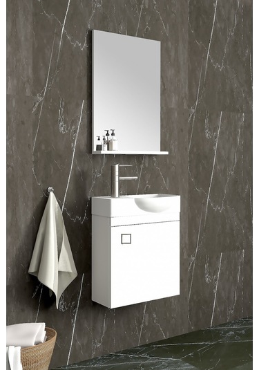 Mini 45 Cm Sol Banyo Dolabı Beyaz
