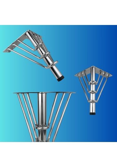18 Cm Metal 3 Telli Koltuk Ayağı Mobilya Ayağı Ünite Ayağı Konsol Ayağı Puf Berjer Ayağı Krom
