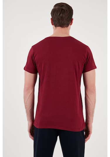 Buratti Bisiklet Yaka Pamuklu Slim Fit Erkek T Shirt 541Rework Bordo