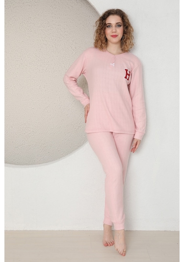 Sleeproom Fitilli Mevsimlik Kadin Pijama Takim Pudra