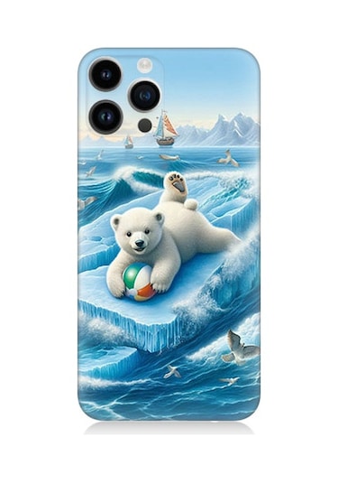 Apple Uyumlu iPhone 14 Pro  Buzda Ayı Desenli Silikon Kılıf