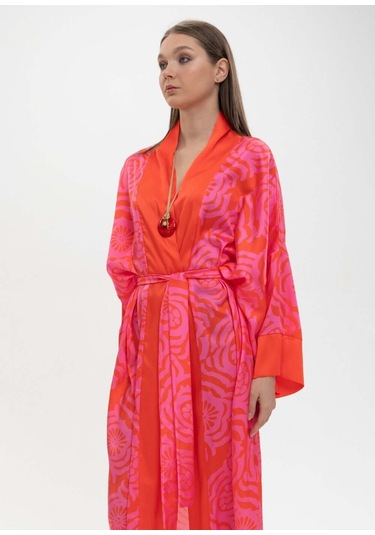 Mayovera Kimono - Dinamik Pembe Tasarım Pembe