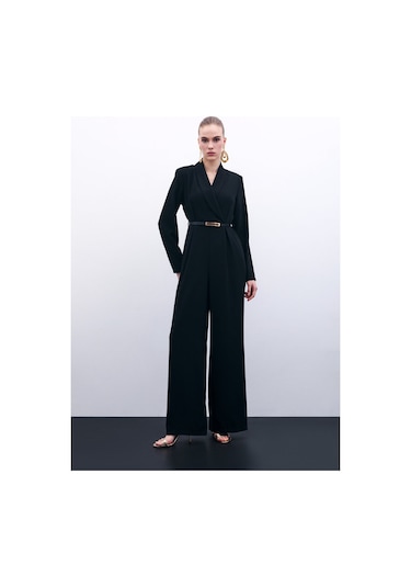 Sateen Kemerli Salaş Tulum - Siyah