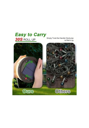 Willowhaven Outdoor Su Geceirmez Taşınabilir Katlanabilir String Işık Warm White 42ft 8 Aydınlatma Modu