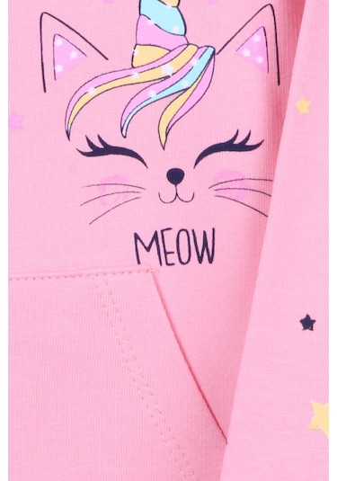 Breeze Kız Çocuk Hırka Kolları Desenli Baskılı 1-4 Yaş, Somon