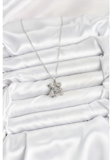 316l Çelik Zincir Gümüş Renk Erkek Kız Model Kadın Kolye - Prt3500eb09341-95263 Gümüş