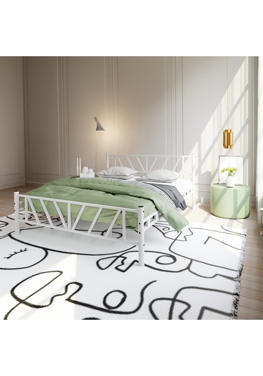 Gardenya Çift Kişilik Metal Karyola A Kalite, Ses Çıkarmaz ,ölçülü Model Karyola Beyaz