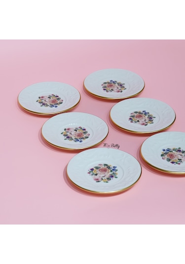 Rose Deluxe Porselen 6'lı Çay Tabağı Pembe