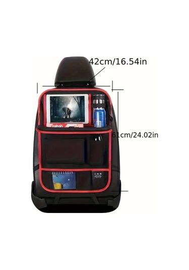 Dashanshop Red Gıonee Katlanır Tablet Tutuculu Çok Cepli Araç Koltuğu Organizeri