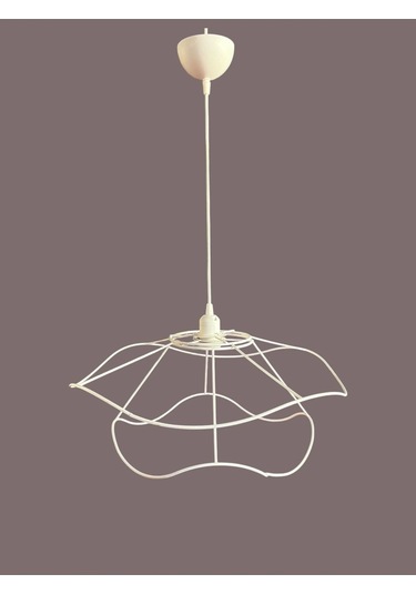 İç İçe Avize Teli , İskeleti 50x35 Cm Beyaz Statik Boyalı Duy Takımı Dahil Beyaz