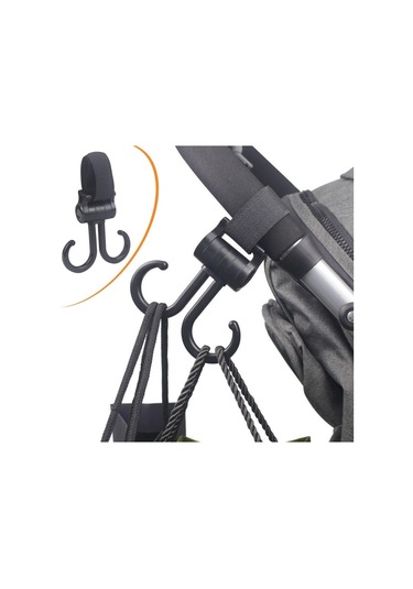 Mcg 2li Bebek Arabasına Uyumlu Cırtlı Eşya Taşıma Aparatı 360 Derece Dönebilen Plastik Kanca Renkli