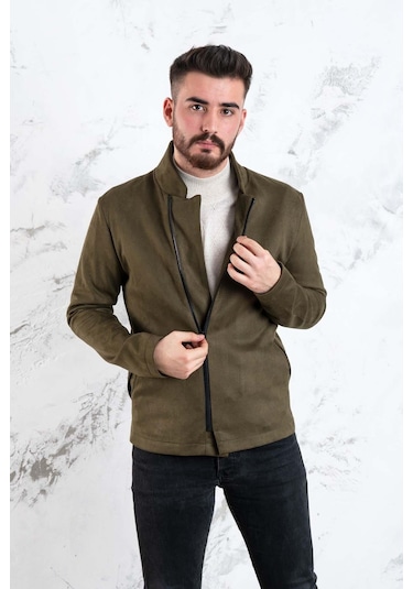 Nubuk Baharlık Slimfit Mont Yeşil