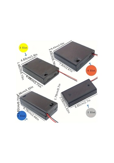 Hightower 1 2 3 4 Yuvalı Aa Pil Yuvası Açma Kapama Anahtarlı Siyah Plastik Kutu