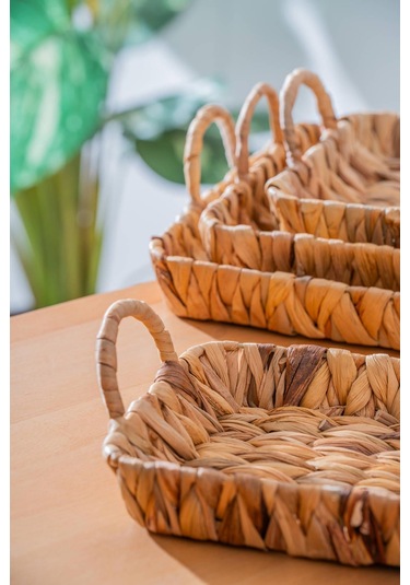 Wicker 4 Parça Hasır Dikdörtgen Sepet Hasır